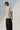 Unfeigned pearl blue with charcoal stripes basic t-shirt terry on model full body studio
