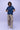 Unfeigned navy blue basic t-shirt with logo on model full body studio