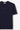 Unfeigned navy blue basic t-shirt with logo front flat lay detail close-up
