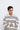 Unfeigned dark navy stripes long sleeve oversized polo terry on model portrait