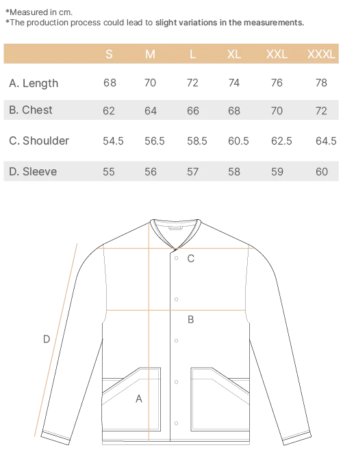 our bomber jacket N WR size chart