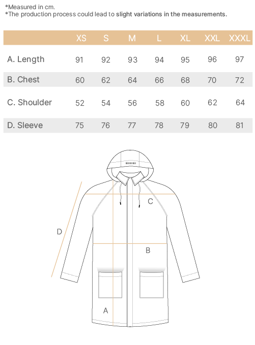 puffed coat WR size chart