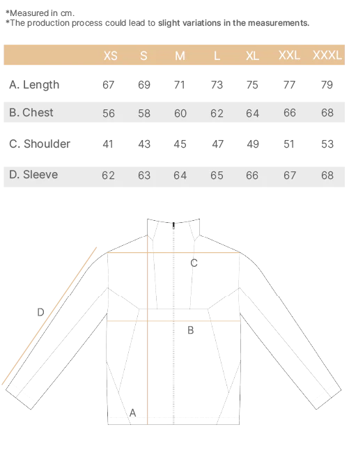 puffed jacket WR size chart