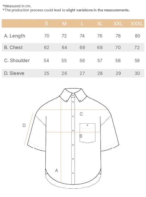 short sleeve baggy shirt seersucker size chart