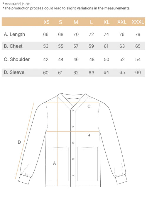 winter cardigan size chart