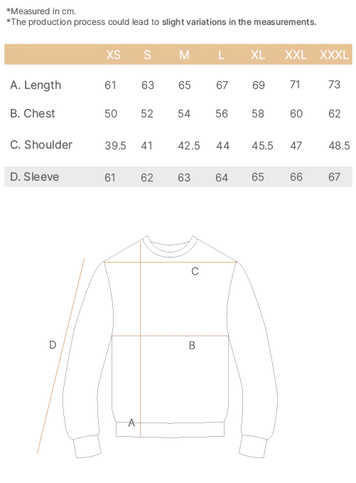 crewneck merino knit size chart