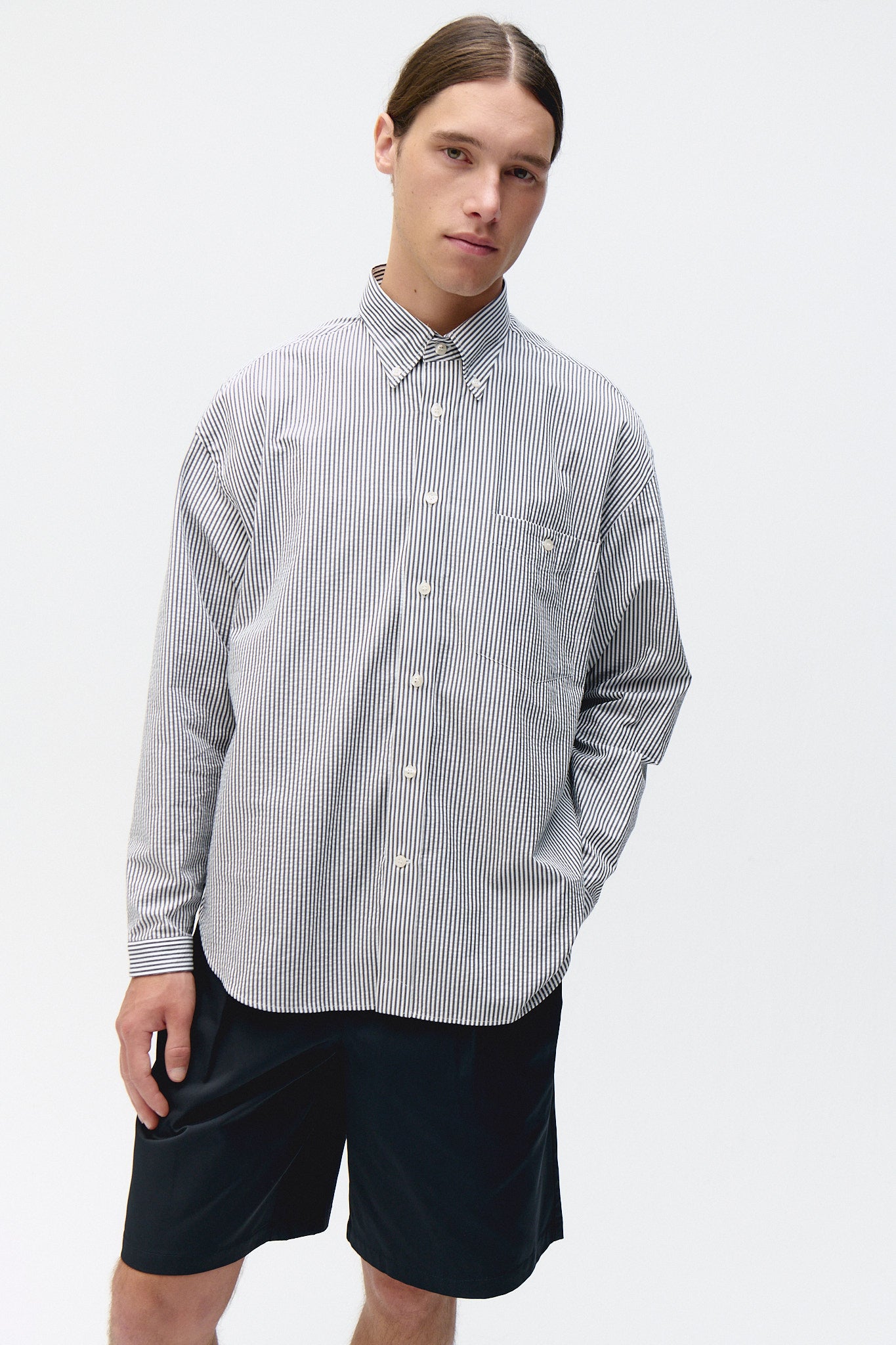 baggy dress shirt long sleeve baggy shirt seersucker – unfeigned