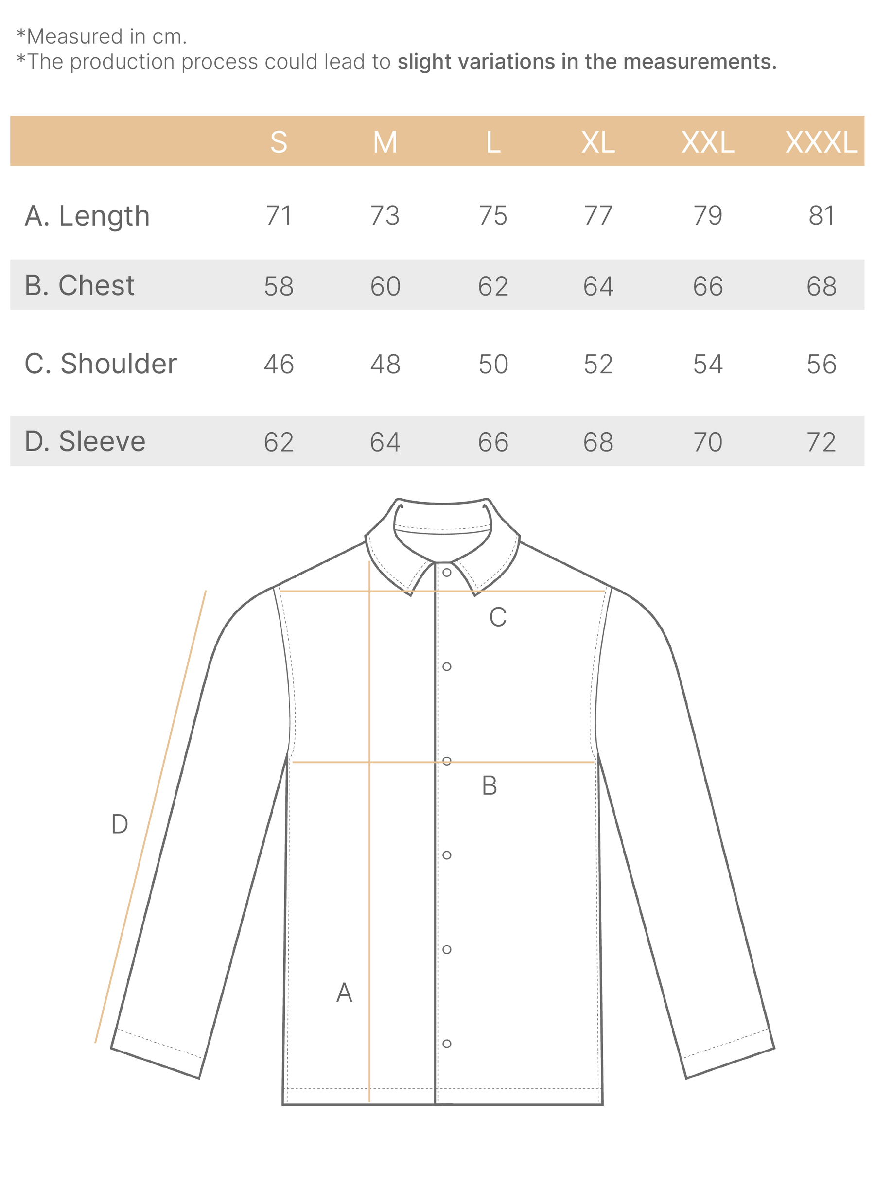 smart jacket N WR size chart