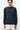 Unfeigned navy blue basic long sleeve t-shirt on model half body studio