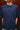 Unfeigned navy blue basic t-shirt with logo portrait on model studio