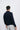 Unfeigned dark navy crewneck merino knit on model