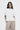 Unfeigned white her basic t-shirt on model half body studio