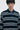 Unfeigned raw stripes long sleeve oversized polo terry on model portrait studio