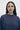 Unfeigned navy blue long sleeve oversized t-shirt on model portrait studio