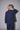 Unfeigned navy mini smart jacket N WR back logo on model worn half body studio
