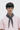 Unfeigned dark grey melange wool and silk tie scarf on model portrait